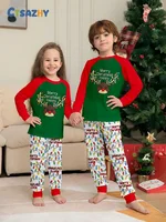 2025 Christmas Matching Family Pajamas Set Xmas Dear Print Pjs Adult Child Clothing Outfit set Baby Jumpsuit+Dog Clothes 2