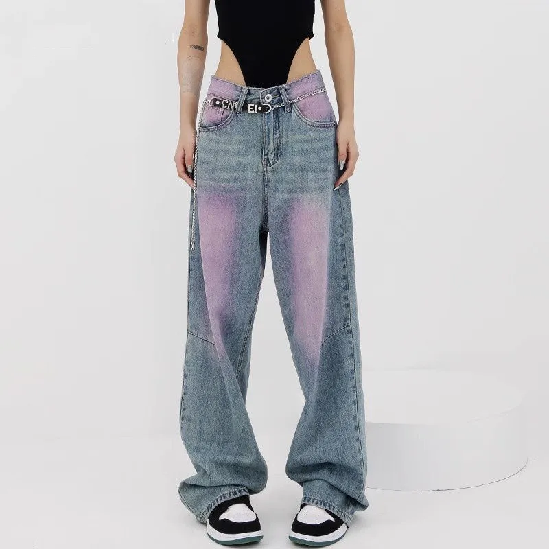 

STSVZORR Y2K Women's 2023 New Wash Vintage Jeans Men's and Women's Graffiti Wide Leg Floor Dragging Pants