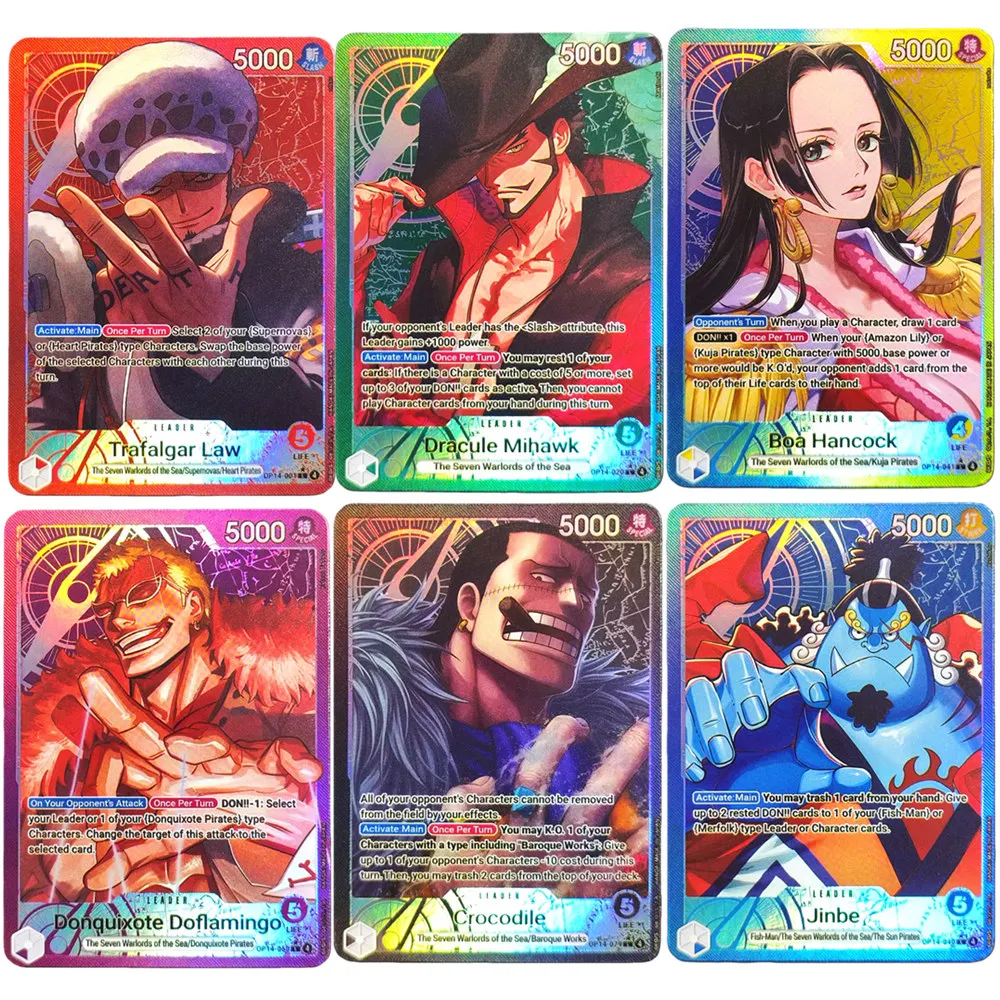 Proxy One Piece Card Mihawk OP14-020 Hancock Crocodile Jinbe Law Doflamingo The Azure Sea's Seven English TCG Anime Card