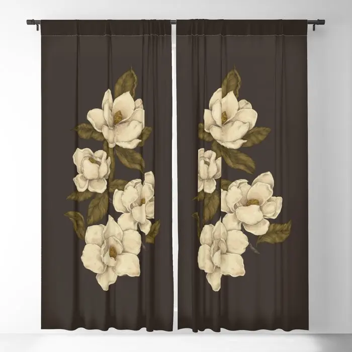 

Magnolias Blackout Curtains 3D Print Window Curtains For Bedroom Living Room Decor Window Treatments