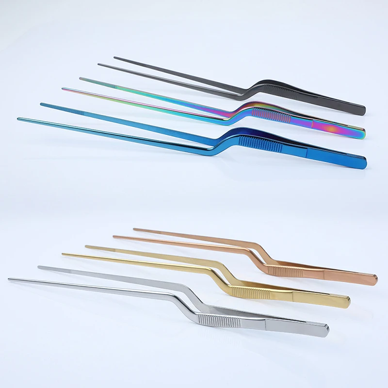 6/8/12-Inch Kitchen Tongs Stainless Steel Culinary Precision Tweezers BBQ Tongs Food Styling Baking Decor food tongs