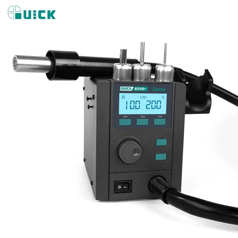 QUICK-스마트 열풍 납땜 제거 스테이션, 트윈 터보 공기 온도 및 풍량 조정, 자동 수면, 859D + 업그레이드