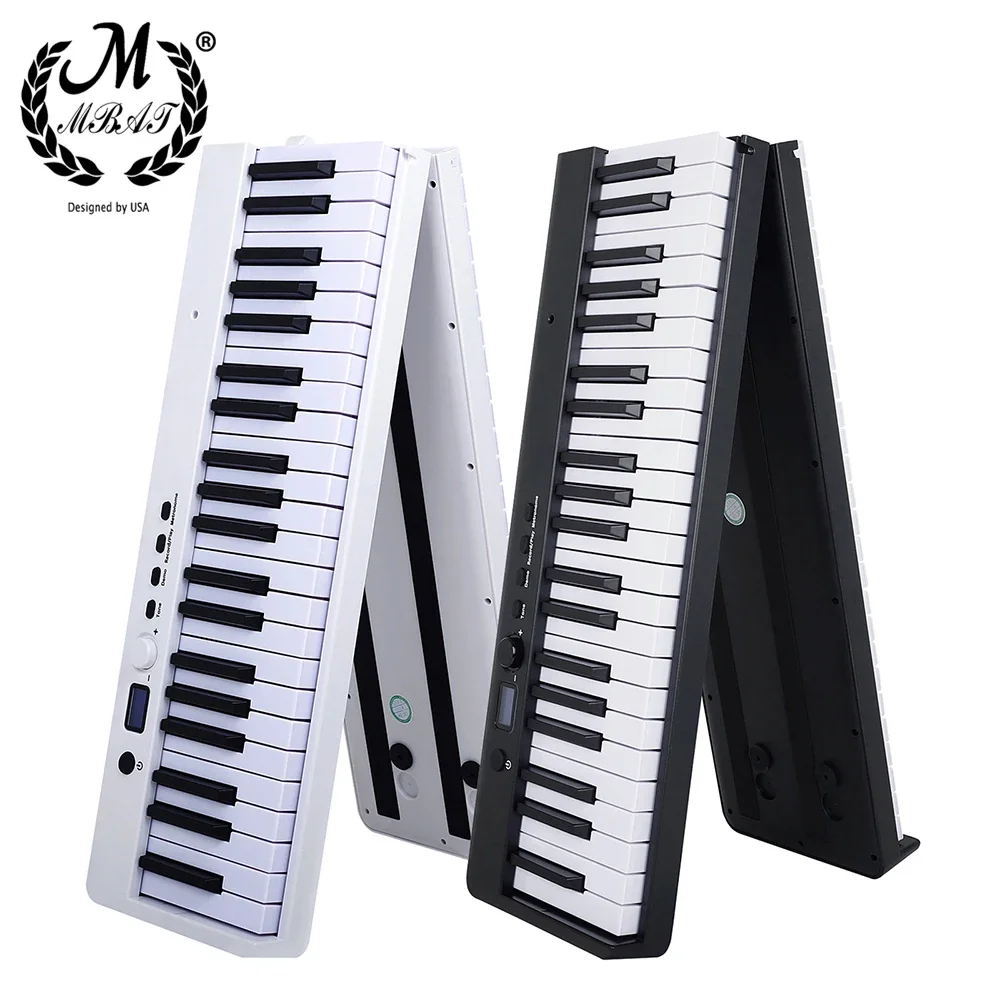 M MBAT 88 Keys Electronic Piano Keyboard Portable Electronic Organ MIDI Output Rechargeable Battery with Sustain Pedal Piano Bag