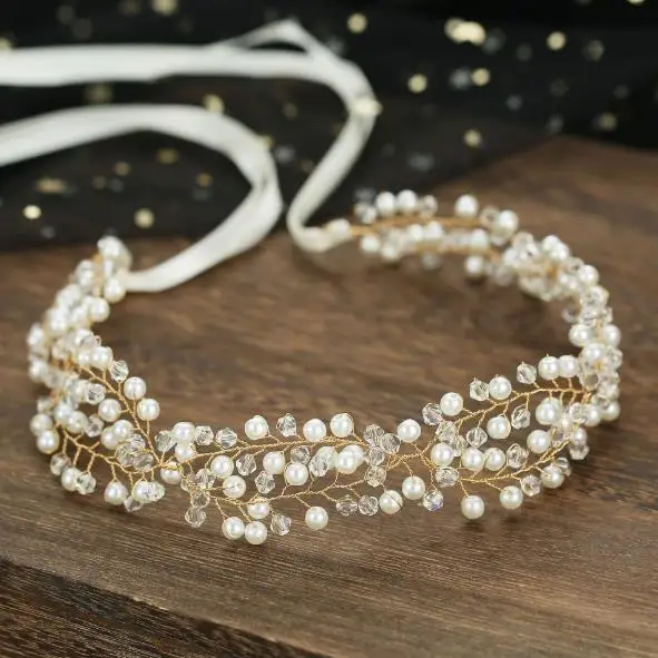 Trendy Handmade Pearl Bridal Headband Luxury Wedding Hair Accessories Bridesmaid Girls Head Jewelry for Women Headpiece Tiaras