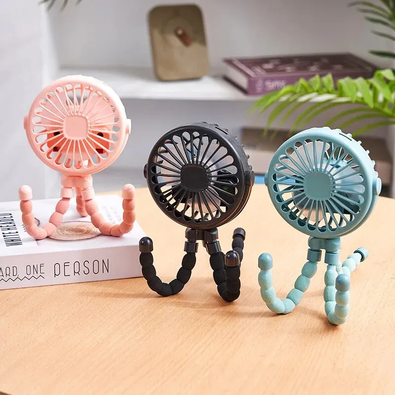 Multi Functional Student Baby Stroller Portable USB Rechargeable Lithium Battery Octopus Mini Fan 1