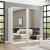 Large Mirror Wardrobe Armoire with Drawers 63" Wide Wardrobe Armoire Closet with Glass Full Length Mirror Doors Drawers 1