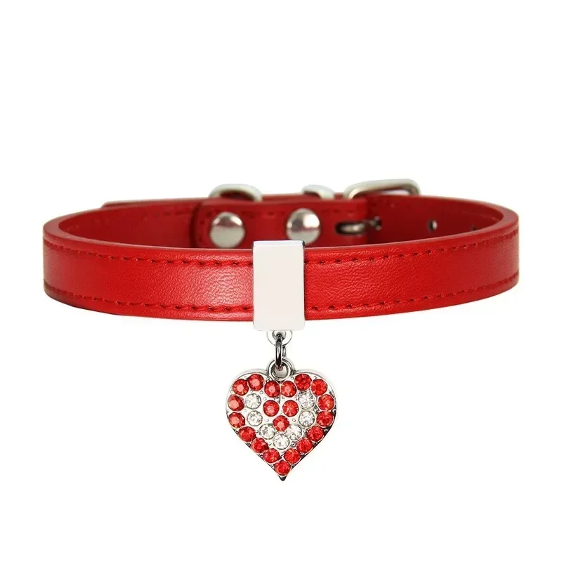

New Ошейник Collar Leash Cute Dog Для Peach Pet Cat Chihuahua Leather Собак Heart Gatos