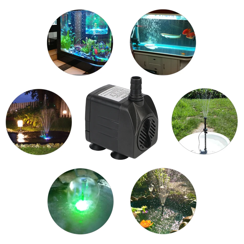 Water Fountain With 12 LED Light Ultra-quiet with Power Cord Submersible for Garden Aquarium Fish Tank Bird Bath