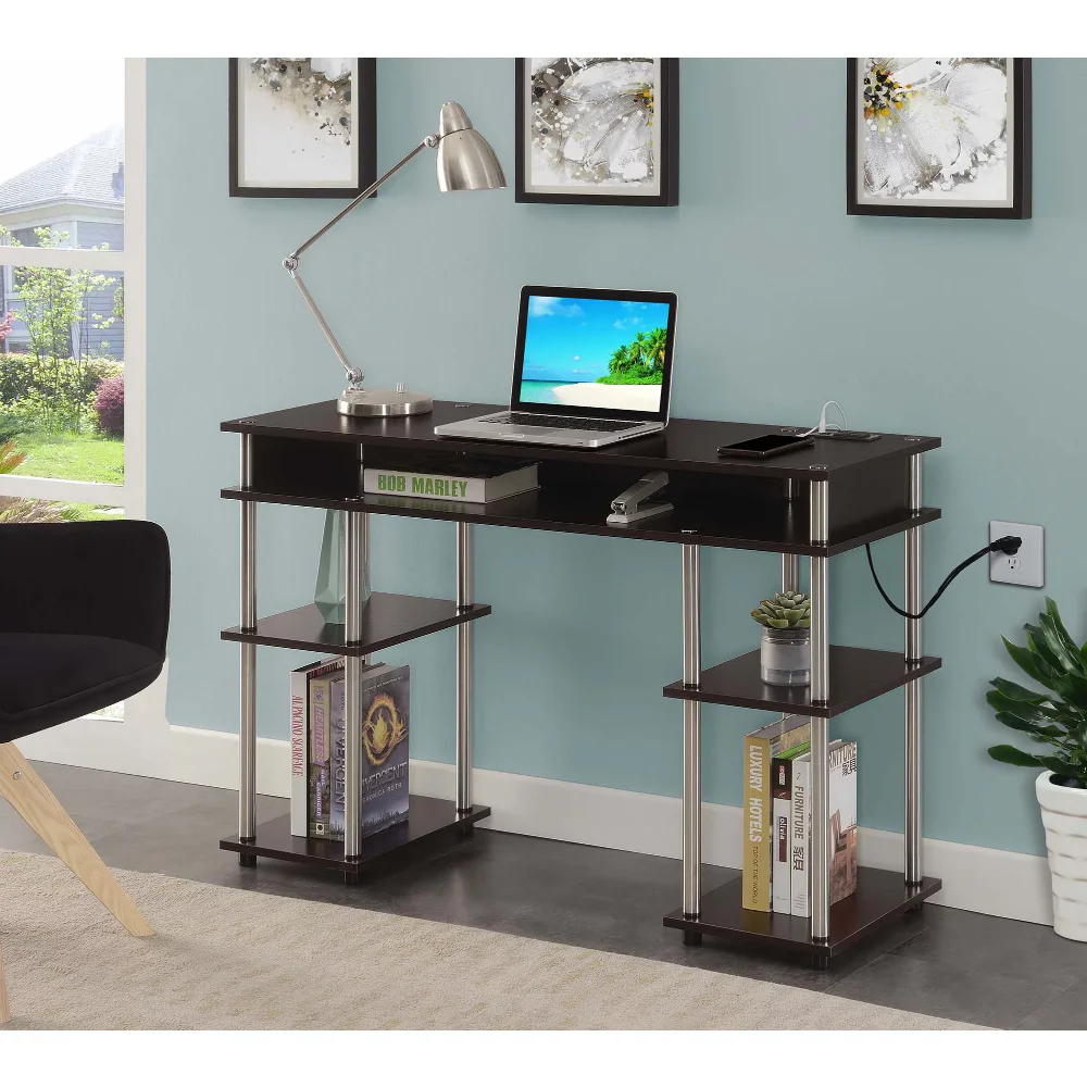 

Student Desk with Charging Station, Espresso