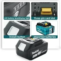 Batterie Makita 18V 6,0Ah, batterie lithium-ion rechargeable d'origine, batterie de remplacement 18V 6000mAh BL1860 BL1850 BL1860B 5