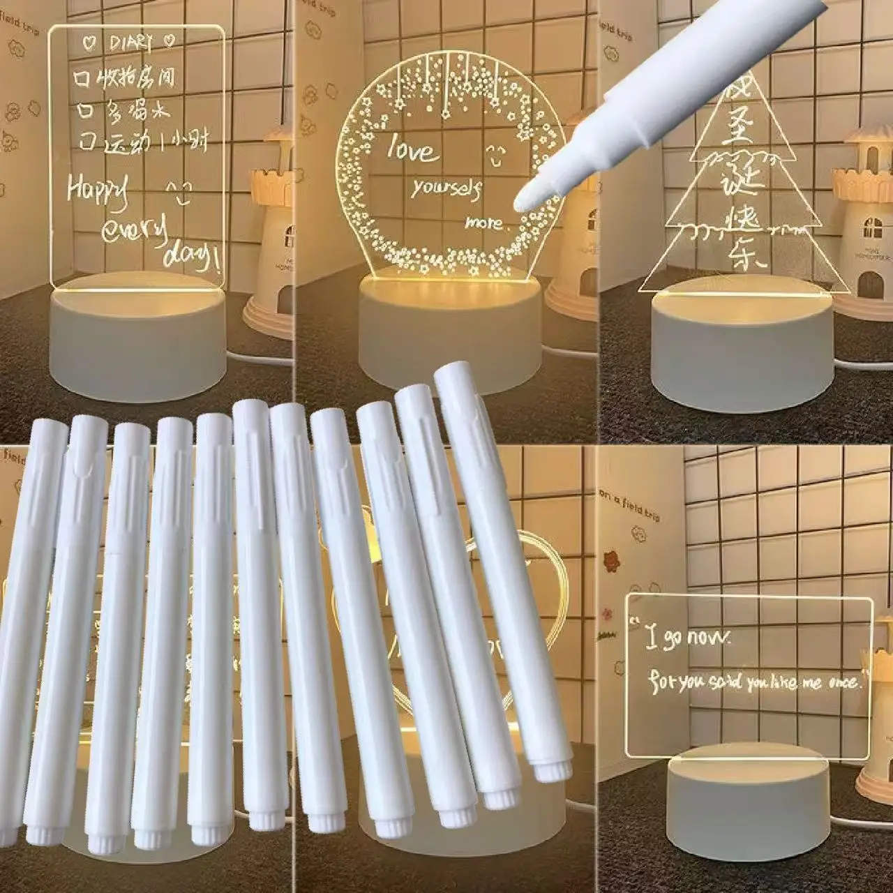 12Pcs 흰색 액체 분필 마커 분진이 없는 세척 가능 지울 수 있는 펜 칠판 유리창 사무실 교실 교사 용품