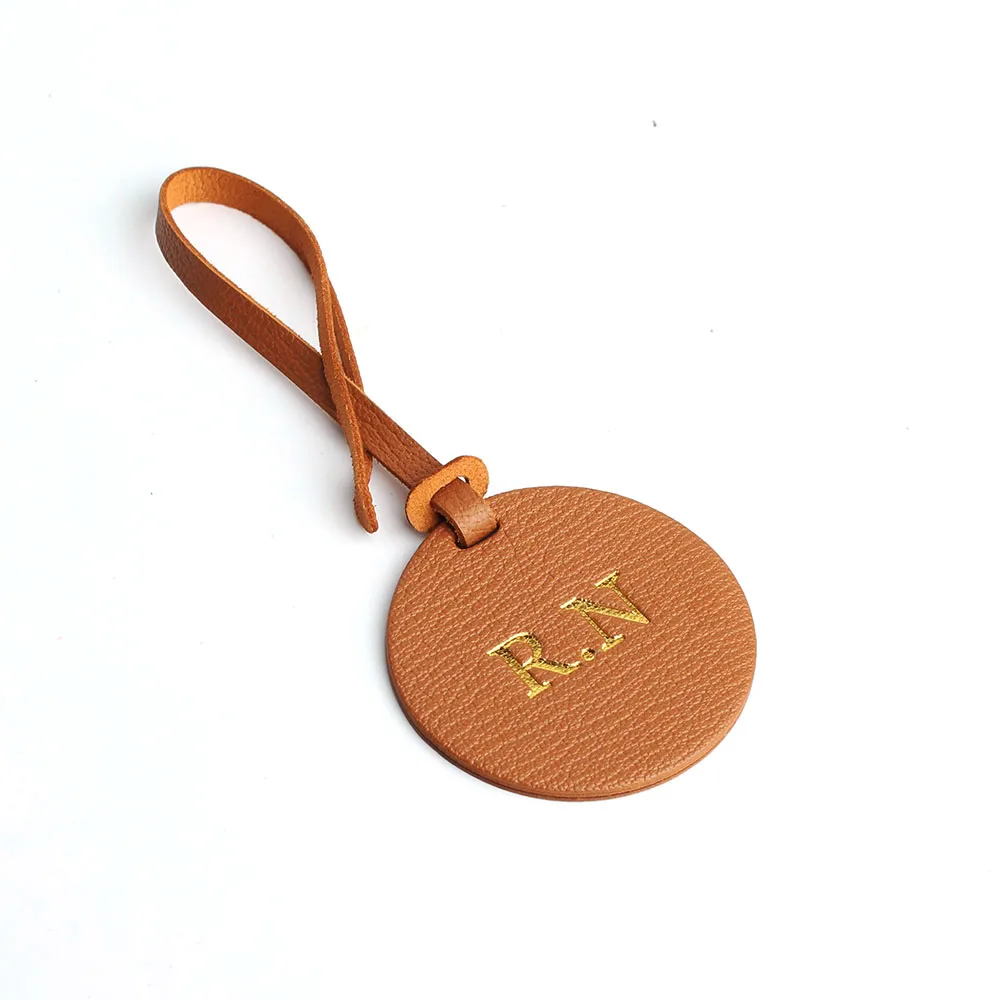 Custom Made Initial Letters Genuine Natural Leather Keychain Ladies Backpack Pendant Women Bag Charm Decorations For Bags
