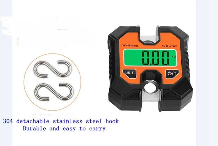 Description Picture 5 of item100kg Mini Electronic Crane Scale Heavy Duty Hanging Weighing Hook Steelyard Portable LCD Industrial Livestock Scales 250kg