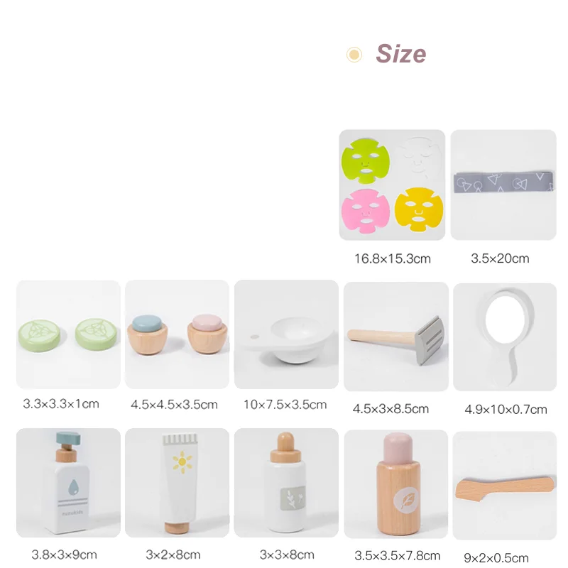 Wooden Pretend Play Children Facial Mask Makeup Set Imitation Beauty Fashion Toy Cosmetics Set Educational Toys for Girls Gift 5