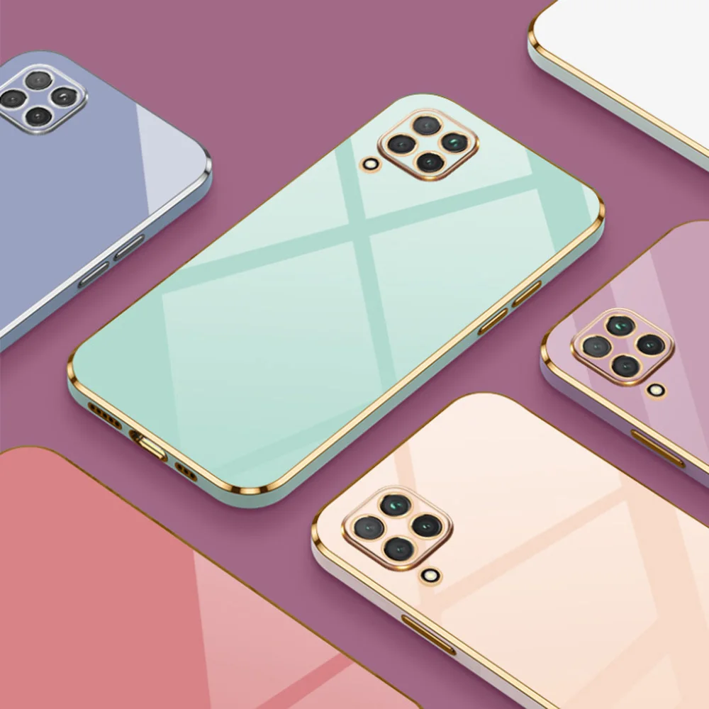 Luxury Square Plating ShockProof Silicone Phone Case for Huawei P40 Lite/Nova 7i