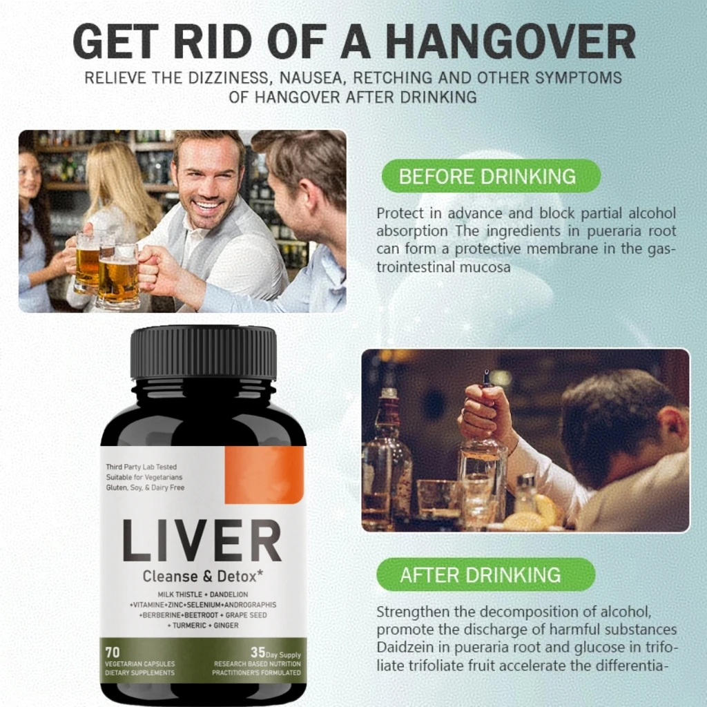 Liver Cleanse Detox & Repair Formula Herbal Liver Support Supplement Milk Thistle Dandelion Root Turmeric Health