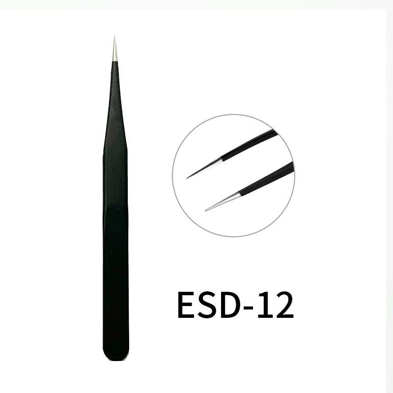 Didesun Stainless Steel Straight and Curved Black Eyelashes Tweezers for False Eyelash Extension Tweezers Fiber Tip Makeup Tools 3