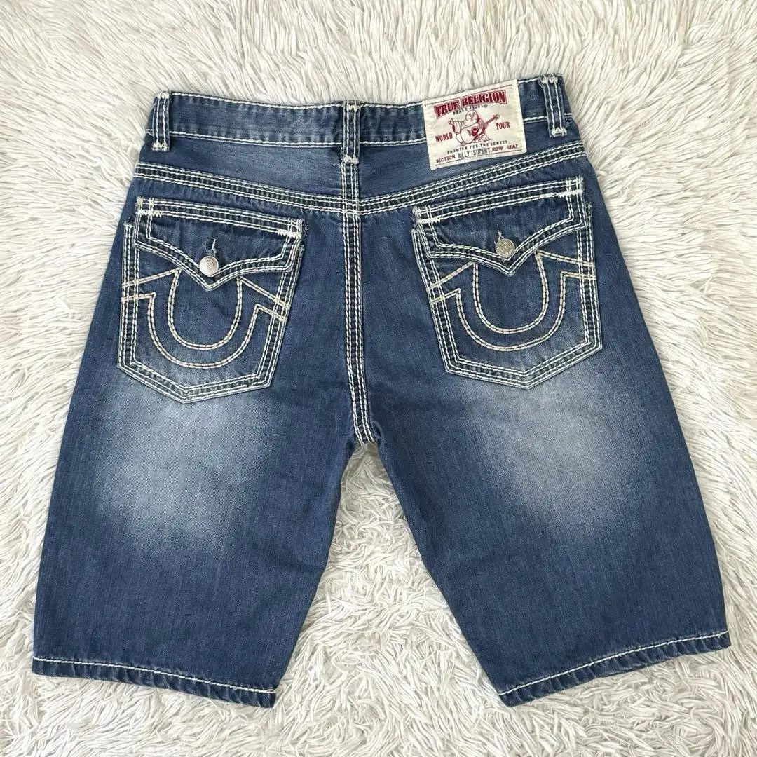 Vintage Buddha Denim Shorts Y2K Jeans Mens Womens Pocket Embroidery Retro Blue Baggy Low Waist Sports Basketball