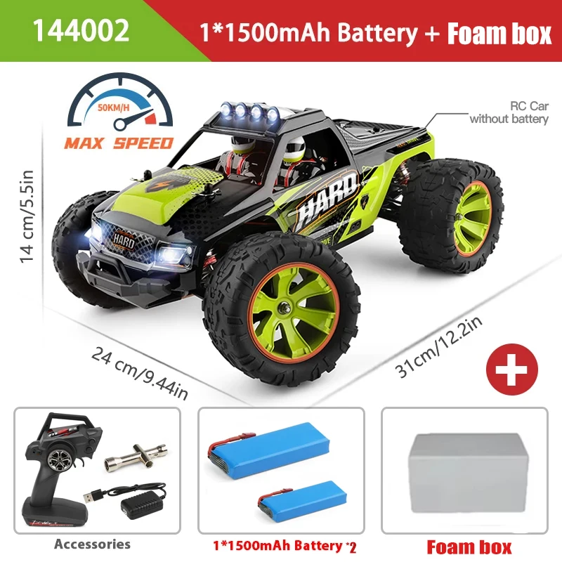 Wltoys 144002 1/14 전동 사륜 RC카 사막 오프로드 고속 레이싱 성인용 원격 조종 모델 장난감 어린이 장난감