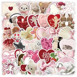 50 Cute Pink Coquette Cartoon Stickers (Multicolor)