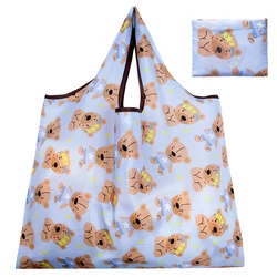 Eco-Friendly Reusable Folding Tote Bag - Portable and Stylish Shopping Handbag (DFBbule bear)