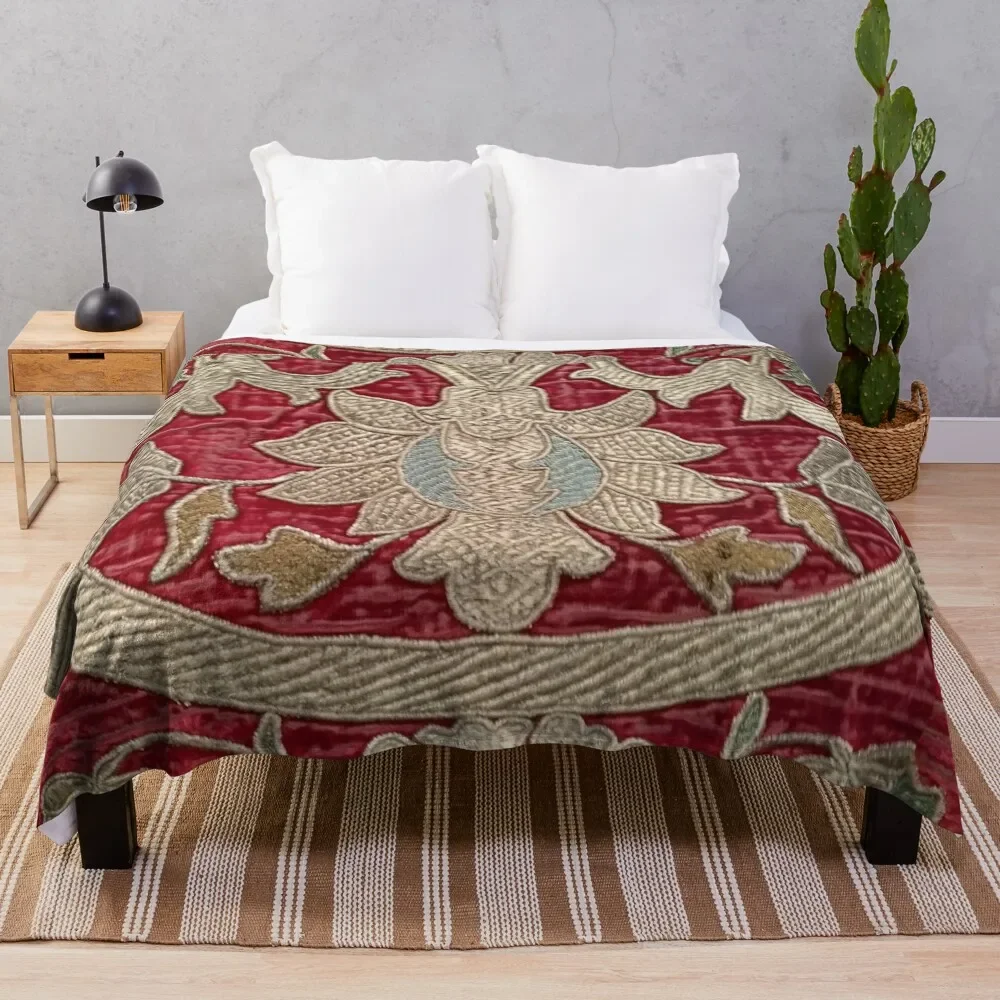 

Baroque Red Floral Velvet Brocade Throw Blanket Baby Sofa Blankets