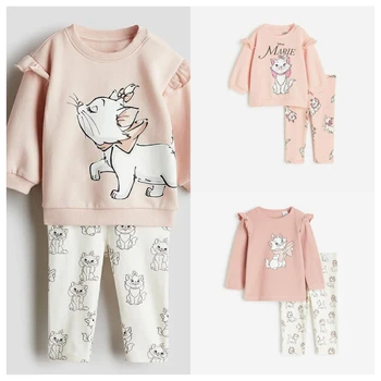 0-6 Year Old Male And Female Baby Long Sleeved Set Cat Printed Cartoon Children's Casual Wear Autumn Clothing 1