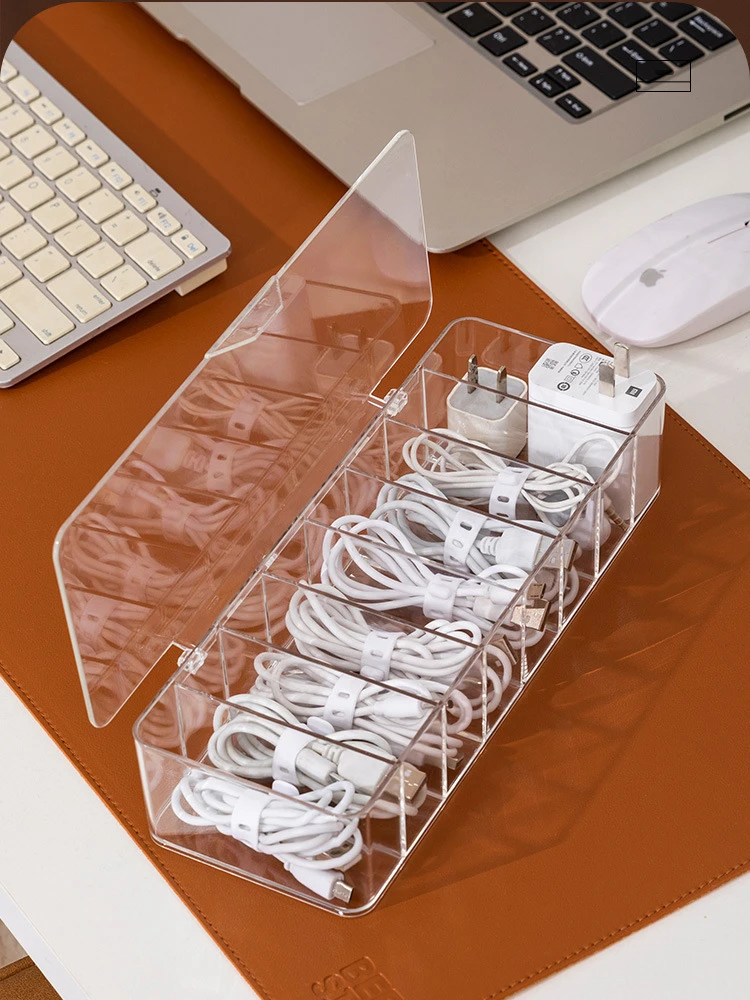 large plastic storage containers Transparent cable storage box Data Line Storage Container Plastic Stationery Makeup Organizer Key Jewelry Box Office Holder toy basket