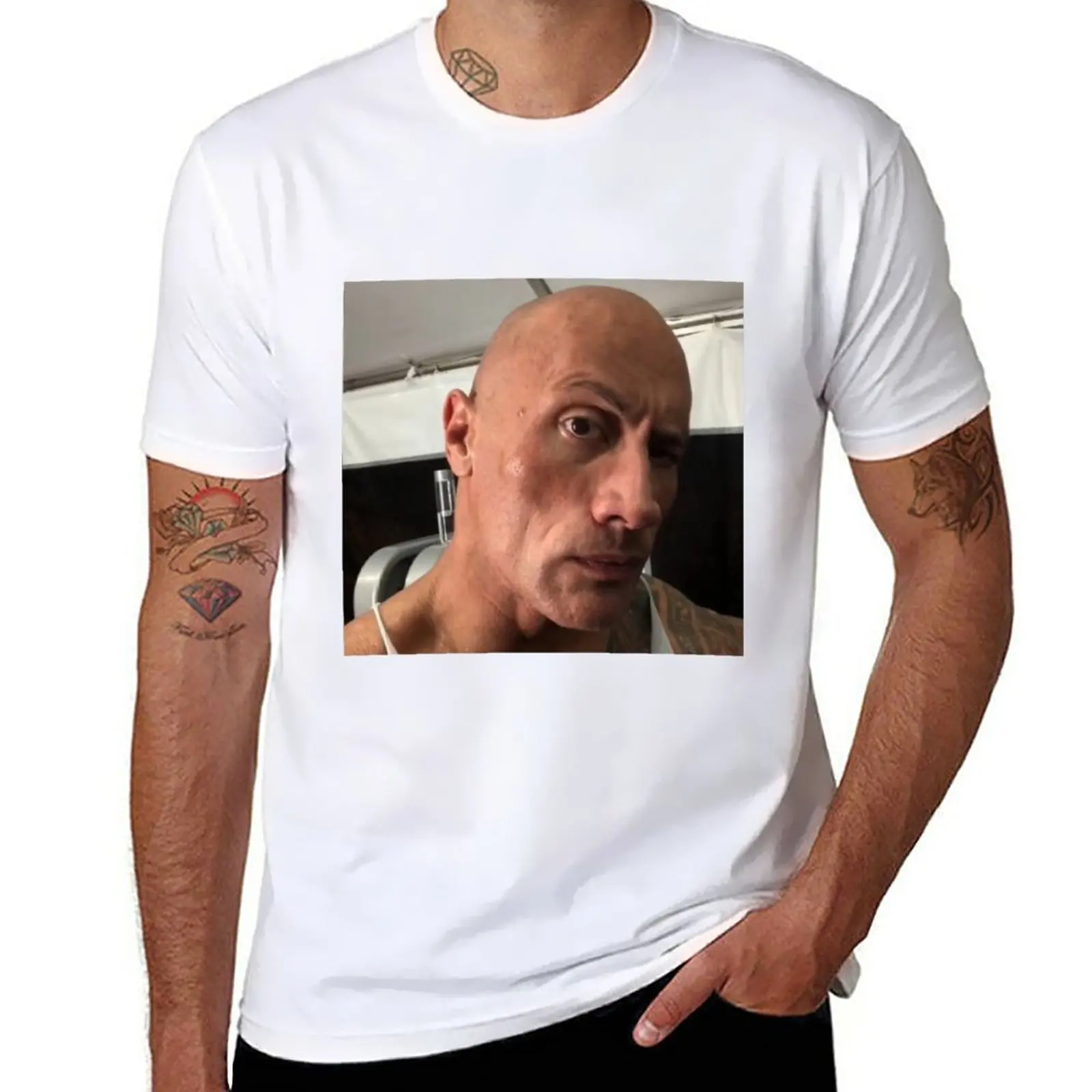 The Rock Eyebrow Raise Face Meme T-Shirt Blouse summer top sports fan  t-shirts mens long sleeve t shirts - AliExpress