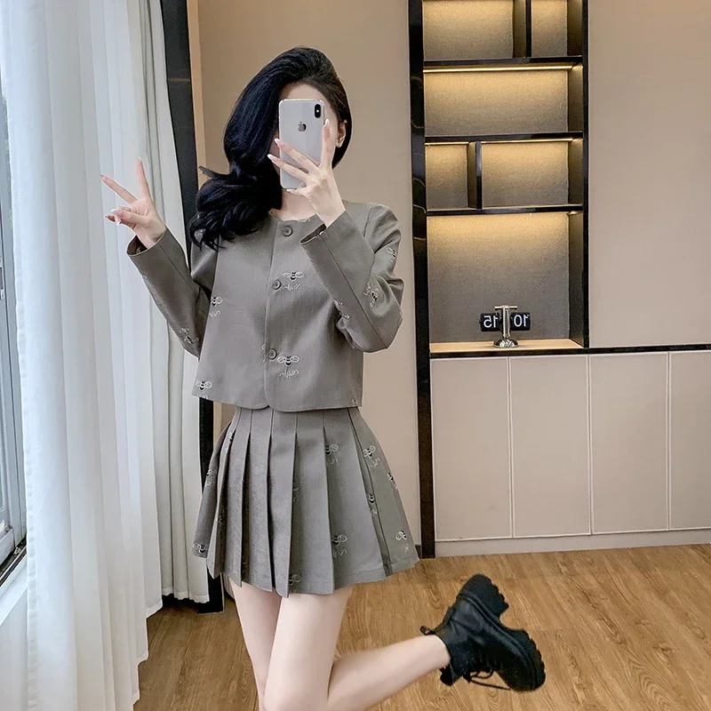 Classic Style Skirt Set for Women Female Lady Autumn/Winter 2024 High-end Elegant Socialite Look Youthful Slimming Two-piece Set