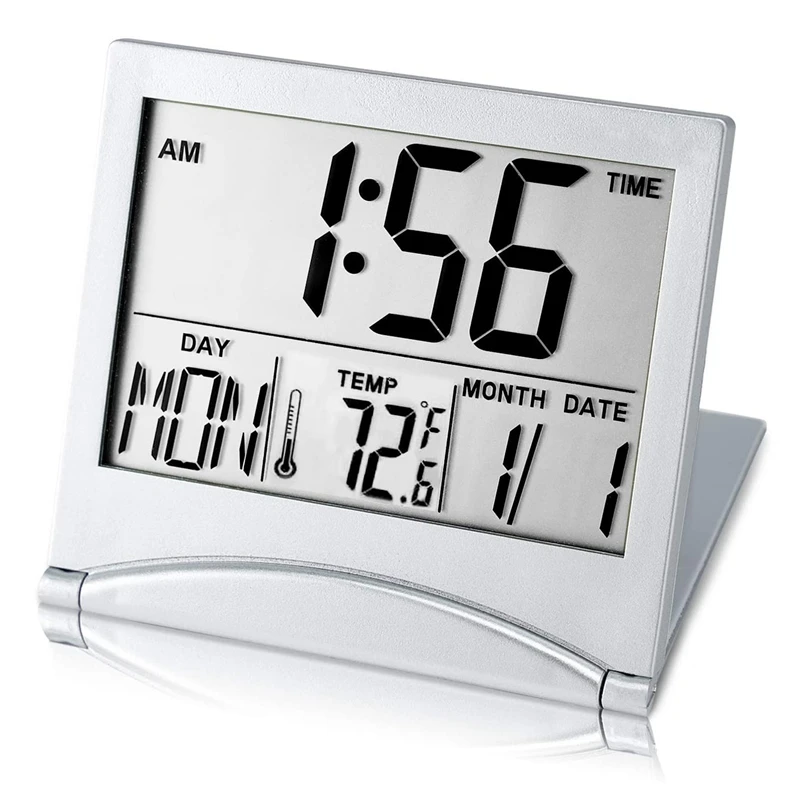 Digital Travel Alarm Clock Battery Operated Portable Large Number