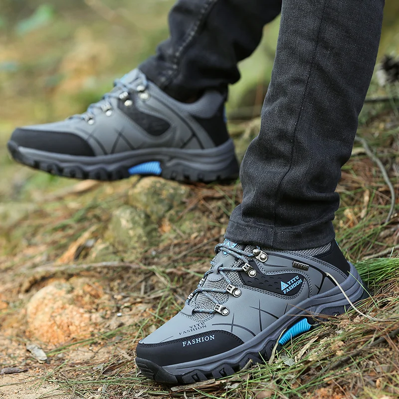 New Leather Sneakers Breathable Men Casual Shoes Comfortable Walking Shoes Non-Slip Outdoors Hiking Shoes Fashion Men's Shoes