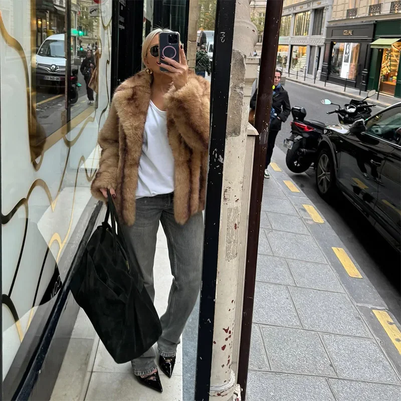 Oversized Fluffy Faux Fur Coats For Women Winter Autumn Loose Lapel Cardigan Jacket Fashion High Street Warm Outwear New