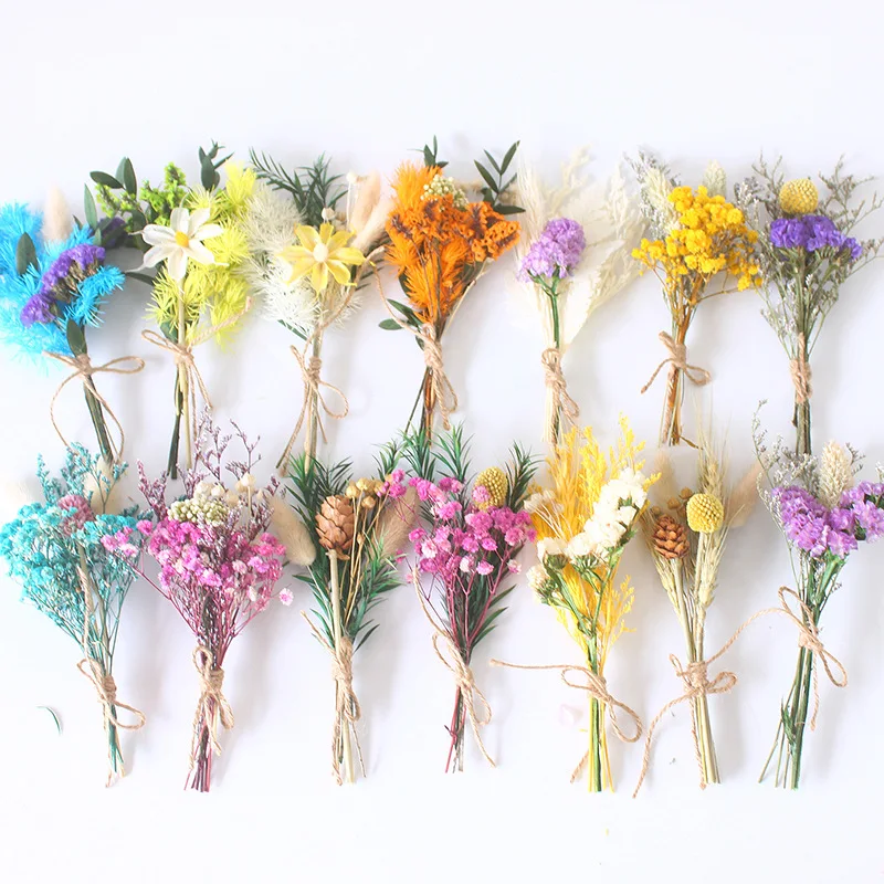 Mini ramo de flores secas para decoración, ramillete de boda artesanal y  creativo, fabricación de velas flotantes, decoración de fotos para el hogar  - AliExpress
