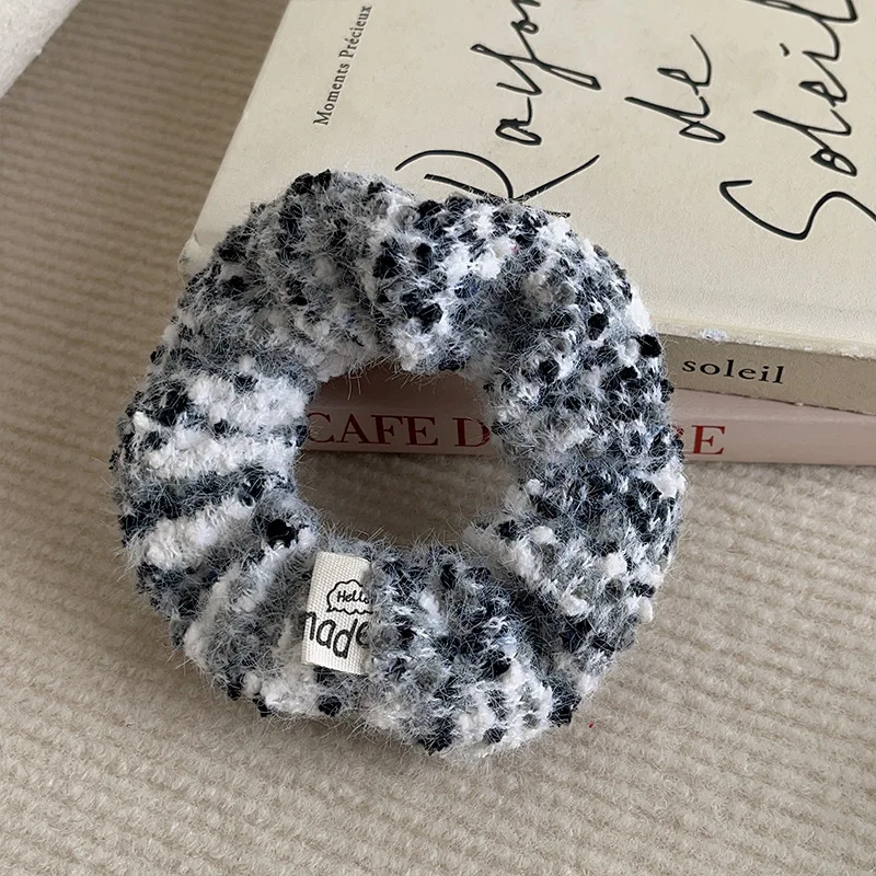 Neue Trendy Winter Scrunchies Frauen Elastische Wolle Gestrickte Haar Scrunchy Mädchen Regenbogen Farbe Haar Chouchous Zubehör Stirnbänder – Detail 4