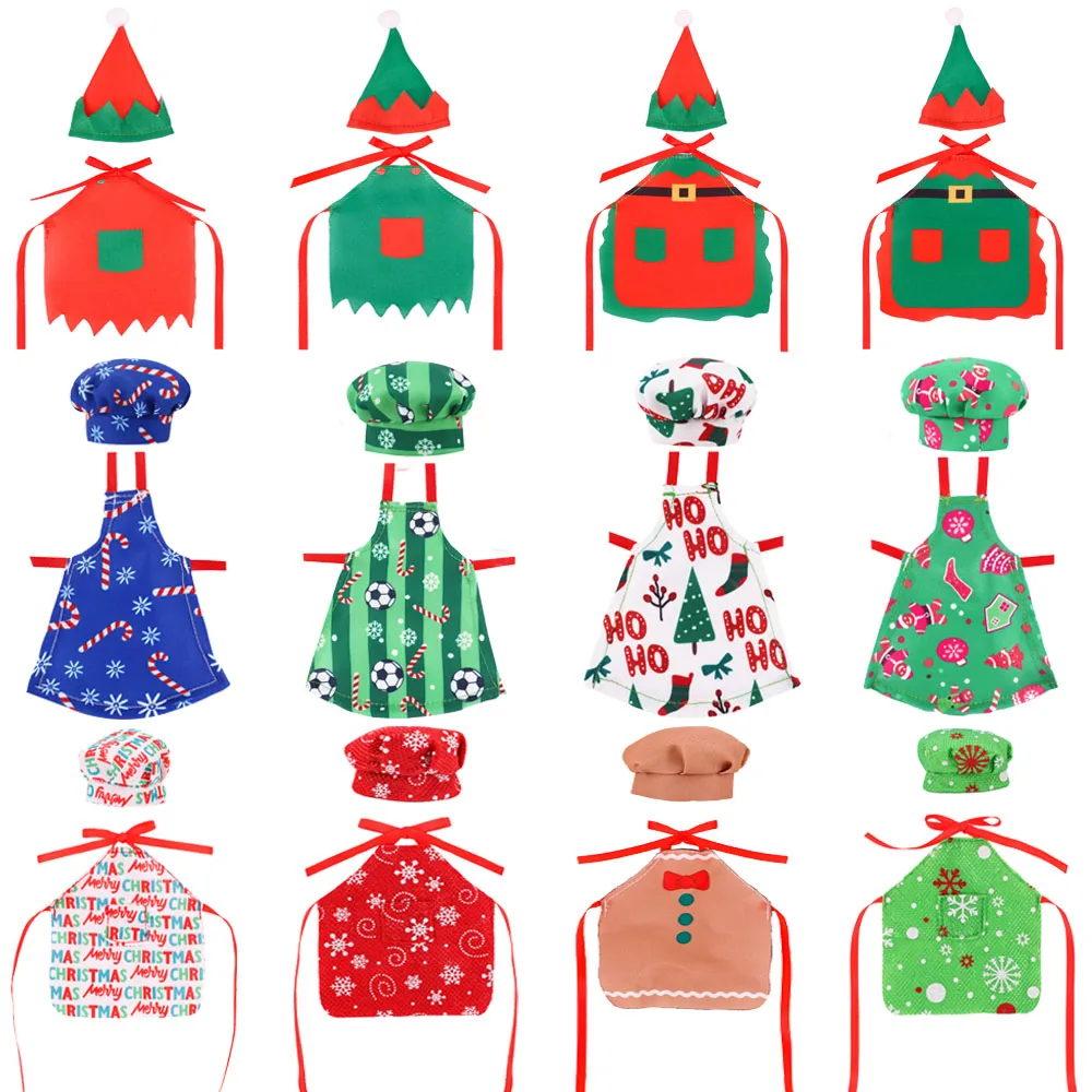 thumbnail image 2 of Delantal con estampado de muñeca de moda, gorro de chef, patrón navideño, estilo Barbis de 11,5 pulgadas y accesorios de ropa para muñecas elfas de 30 cm, regalo de juguete para niñas, 2 of 5
