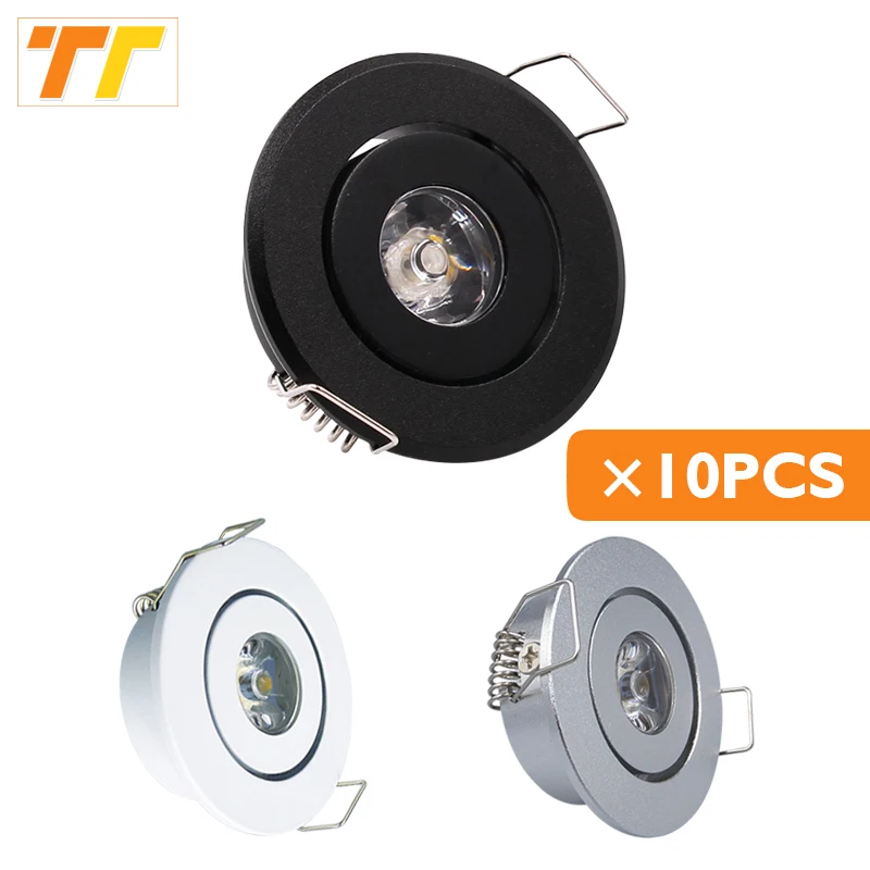 10pcs LED Mini Downlight 3W 1W 85-265V Spot Light Ceiling Lamp Dimmable 110V 220V Embed White Black Silver Including Drive