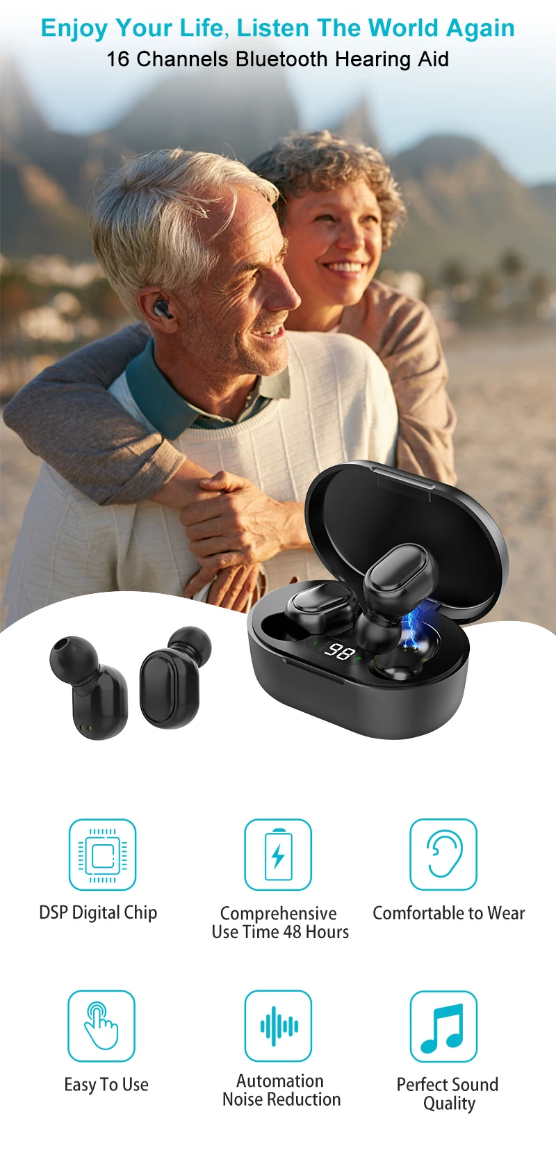 Description Picture 3 of itemRechargeable Hearing Aids Bluetooth Hearing Aid High Power Amplifier Severe Loss For Deafness aparelho auditivo  Audifonos