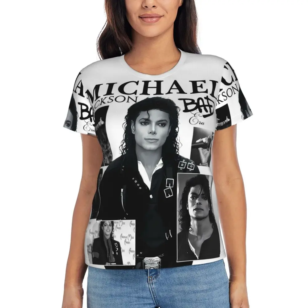 Michael Jackson Dancing T-Shirt Women Short Sleeve T Shirts Round Neck Clothes Cotton Summer Tees Streetwear