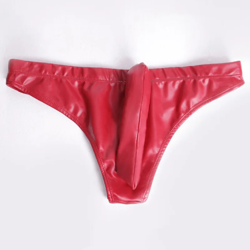Men Sexy Faux Leather Briefs Tights Shorts Underwear Elastic Stylish New