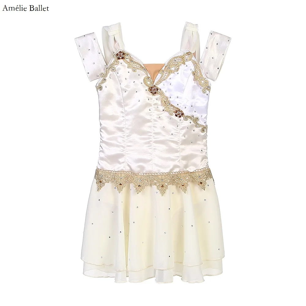 

B22303 Ivory Professional Dance Costume Girls Customized Ballet Dress with Adjustable Hookback Performance Dancewear