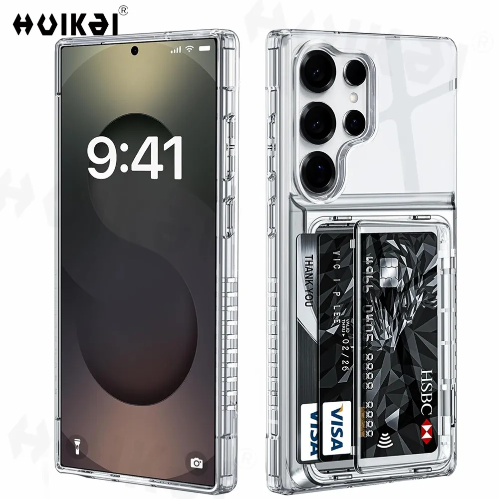 Slim Hard Protective Wallet Card Case with Slide Slot and Heavy Duty Cover
