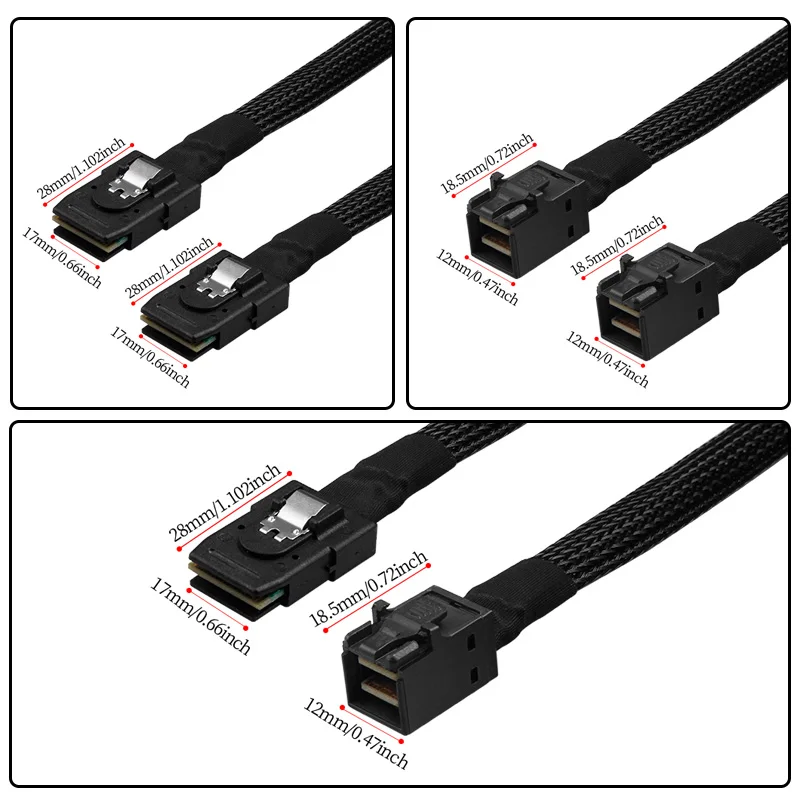미니 SAS HD 데이터 케이블, 임베디드 서버, 하드 드라이브, 레이드 케이블, 미니 SAS 8643 SFF 8087, 50cm, 100cm, 200cm