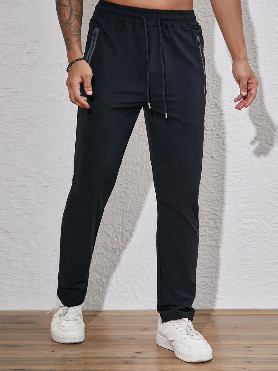 Men's Elastic Waist Pants with Drawstring and Pockets 5
