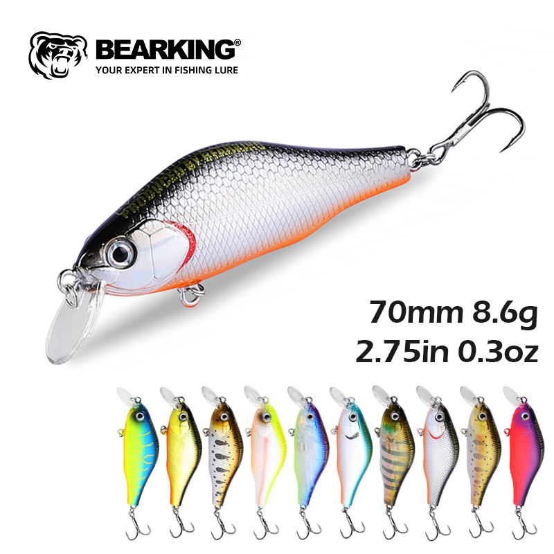 BEARKING New 70mm 8.6g Tungsten system fishing lures minnow crank wobbler quality fishing tackle 10 colors to choose from