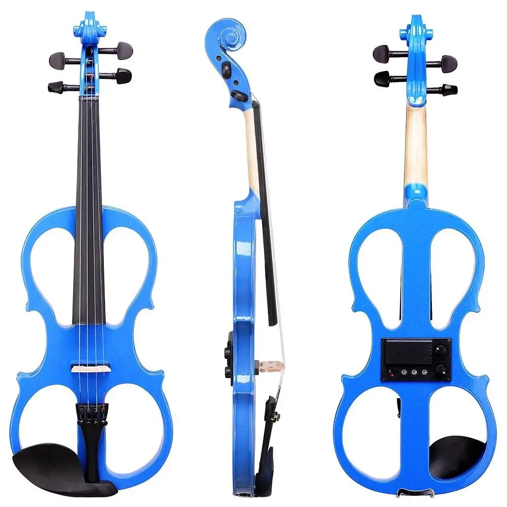 Full Size Electric Violin Balance Sound 4/4 Student o Fiddle Solid Wood Silent Whole SET