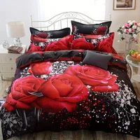 2/3pcs Duvet Cover Set, Red Rose Print Bedding Set, Soft Comfortable Duvet Cover, (1*Duvet Cover + 1/2*Pillowcase, Without Core) 2