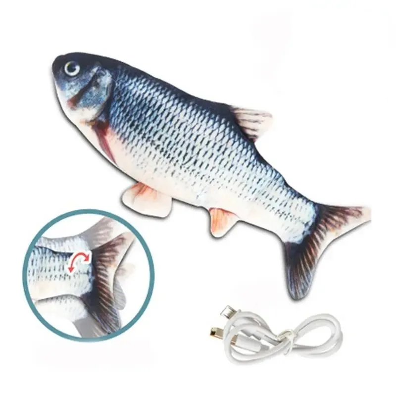 

Pet Fish Toy Soft Plush Toy USB Charger Fish Cat 3D Simulation Dancing Wiggle Interaction Supplies Favors Cat Pet Chewing Toy