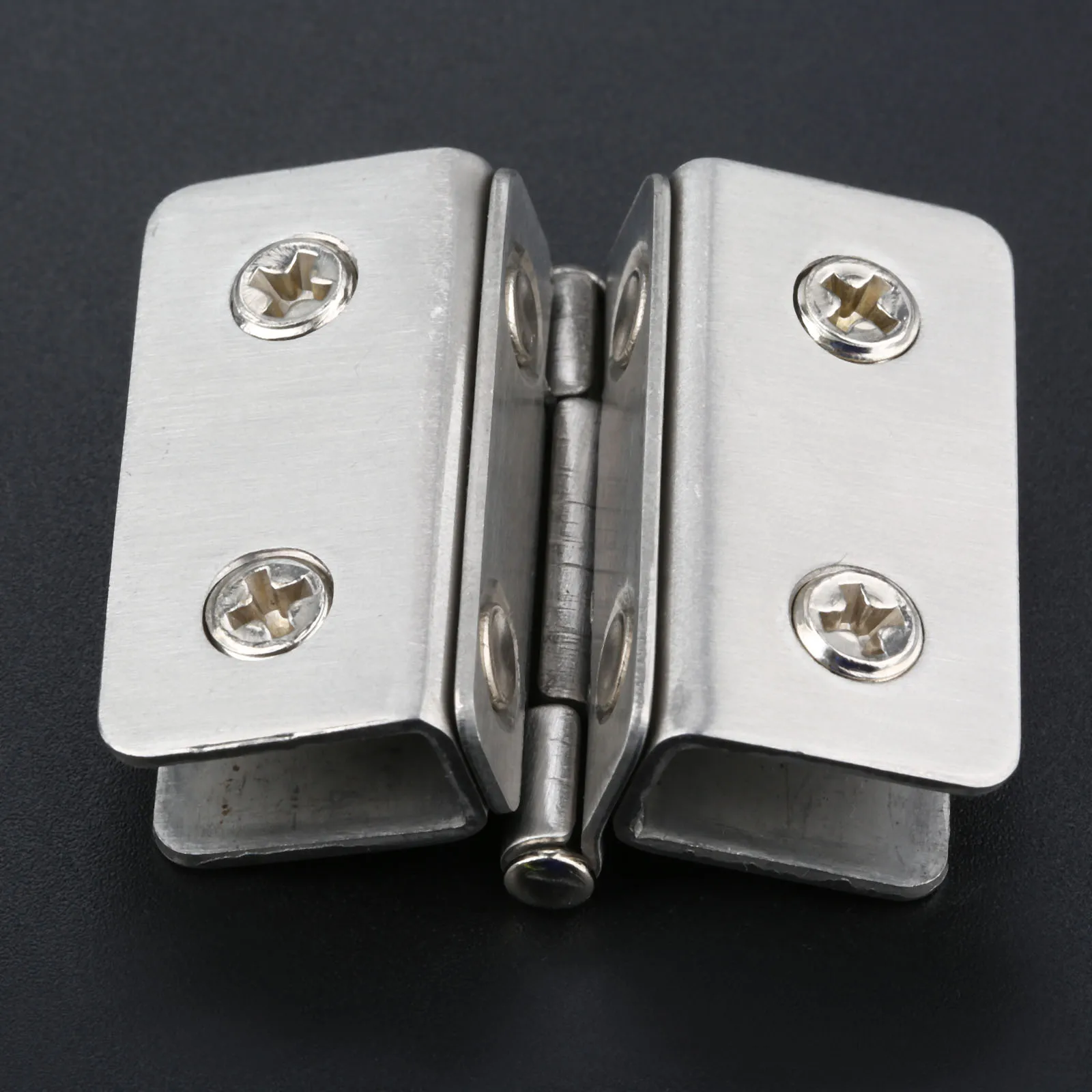 4Pcs 180 Degree Glass Door Hinges Adjustable Double Sided Clip Stainless Steel Cupboard
