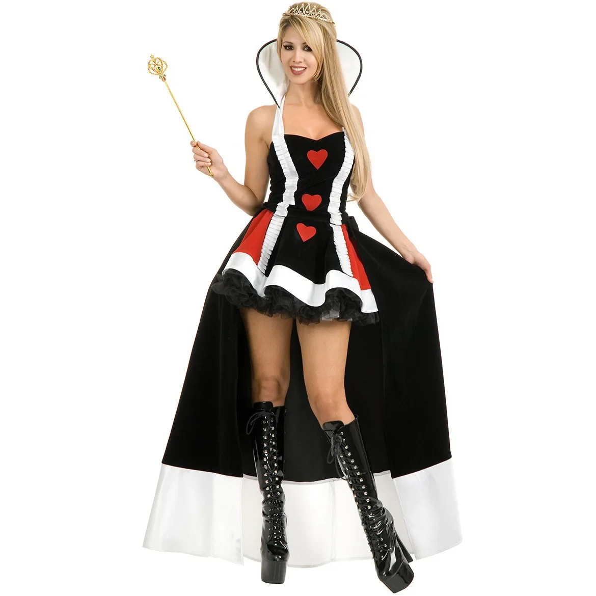 Sexy Queen of Hearts Costume Women Adult Fantasy Party Cosplay Halloween Carnival Dress Up